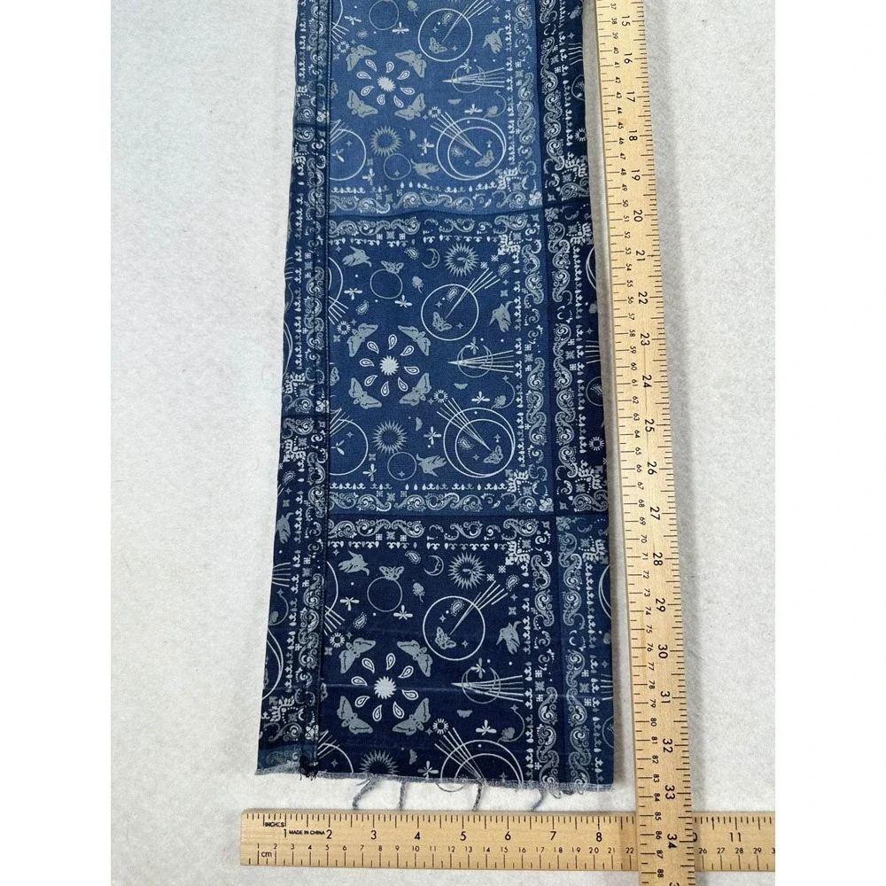 Levis 502 Regular Taper Blue Bandana Patchwork Chore Pants Mens 34x32 Raw Hem